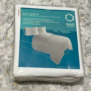 Nestl Bedding White Duvet Cover Set King California King Hypoallergenic